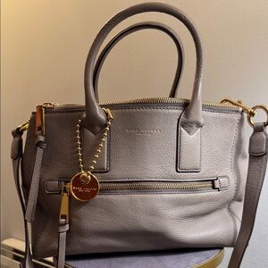 NWT Marc Jacobs Recruit E/W Leather Satchel Tote with Strap MINK Beige